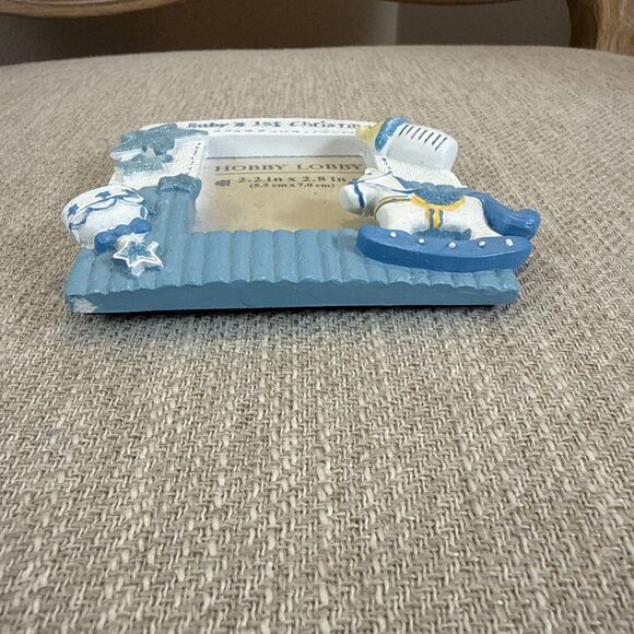 Baby Boys 1St Christmas Photo Ornament 3 3/4" L x 3 1/4 W Blue & White New - Picture 5 of 8